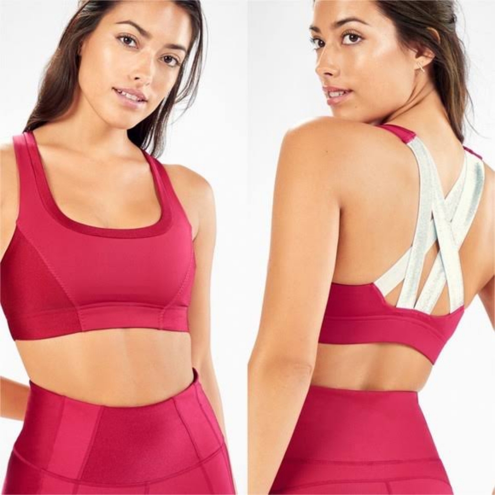 Fabletics Women's Paige Low Impact Strappy Sports Bra JM3 Red/Ice xs NWT